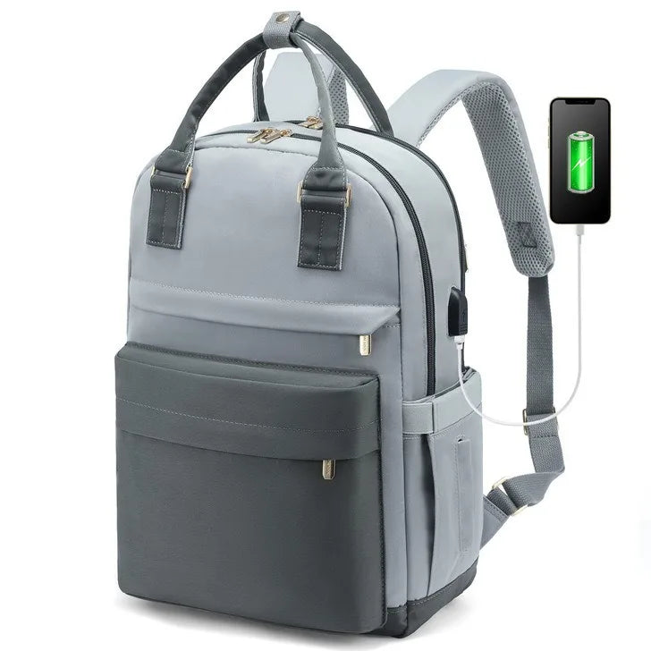 Avelena | Damen wasserdichter Laptop-Rucksack mit USB-Ladeanschluss – Stilvolle 17-Zoll Arbeits-, Schul- & Reisetasche
