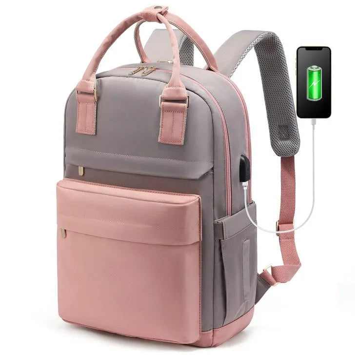 Avelena | Damen wasserdichter Laptop-Rucksack mit USB-Ladeanschluss – Stilvolle 17-Zoll Arbeits-, Schul- & Reisetasche