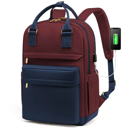 Avelena | Damen wasserdichter Laptop-Rucksack mit USB-Ladeanschluss – Stilvolle 17-Zoll Arbeits-, Schul- & Reisetasche
