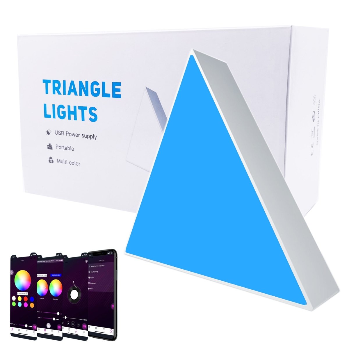Avelena | Wandbeleuchtung – Dreieckige Farb-Led mit Smd, App und Ir