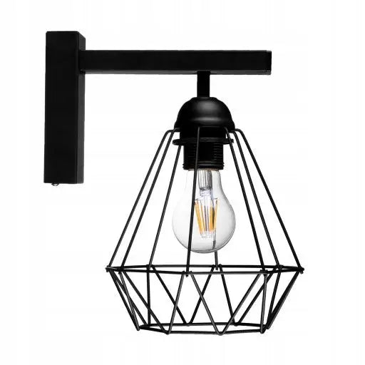 Avelena | Wandlampe Diamant Decken Korb Schwarz Drahtkorb