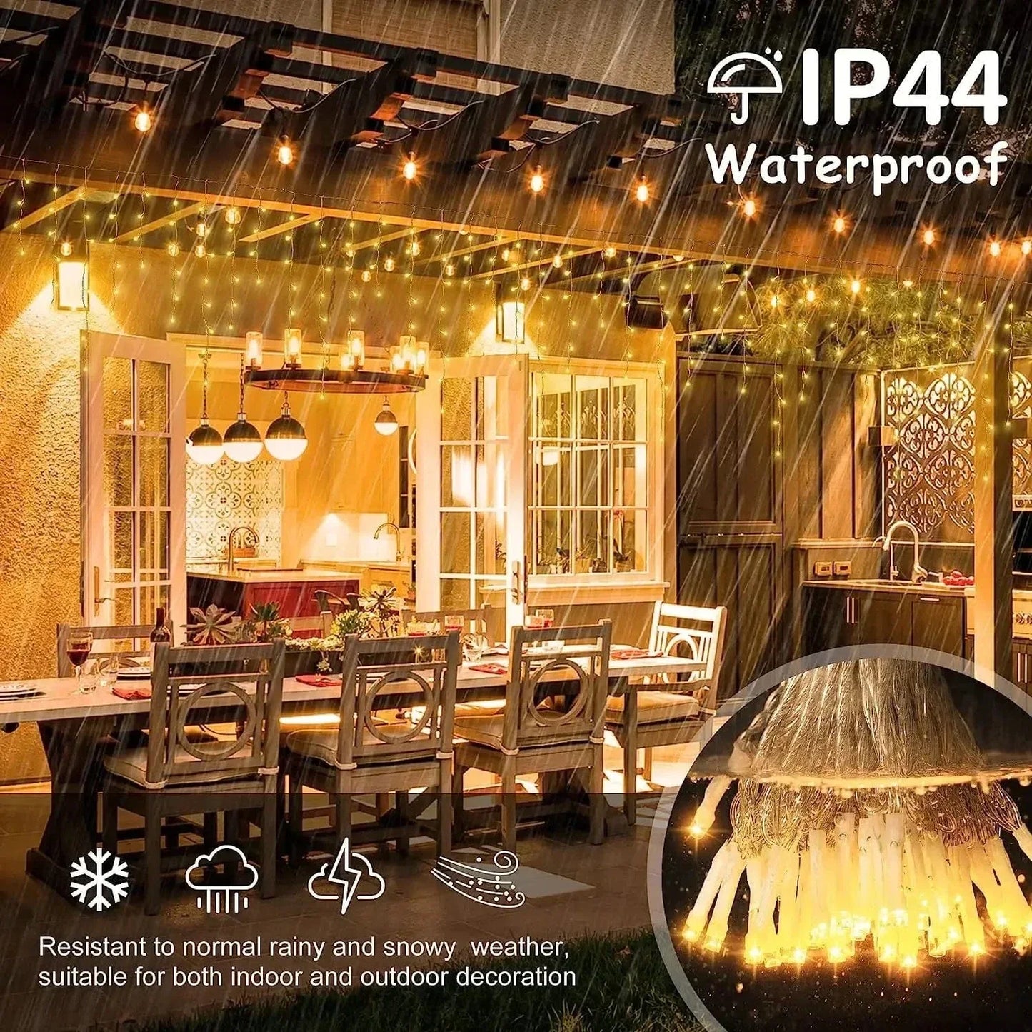 Avelena | Funkelnde Eiszapfen Lichterkette LED | Warmweiß & Kaltweiß, Erweiterbar für Innen- & Außendekoration Feiertage