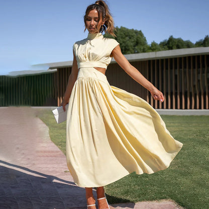 Avelena | Plissiertes Kleid mit Hohem Kragen