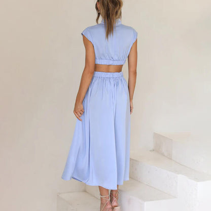 Avelena | Plissiertes Kleid mit Hohem Kragen