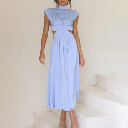 Avelena | Plissiertes Kleid mit Hohem Kragen