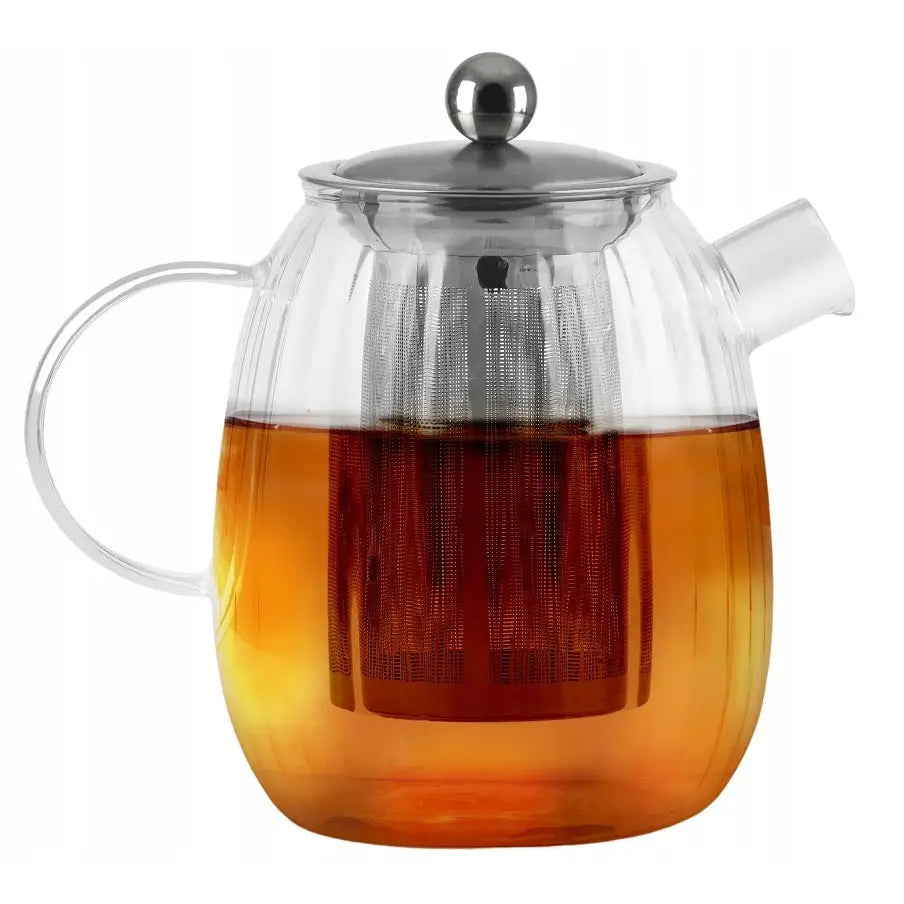 Avelena | Vialli Tulpen Glaskanne Teekanne + Infusor Sieb für Tee Kräuter 1 Liter