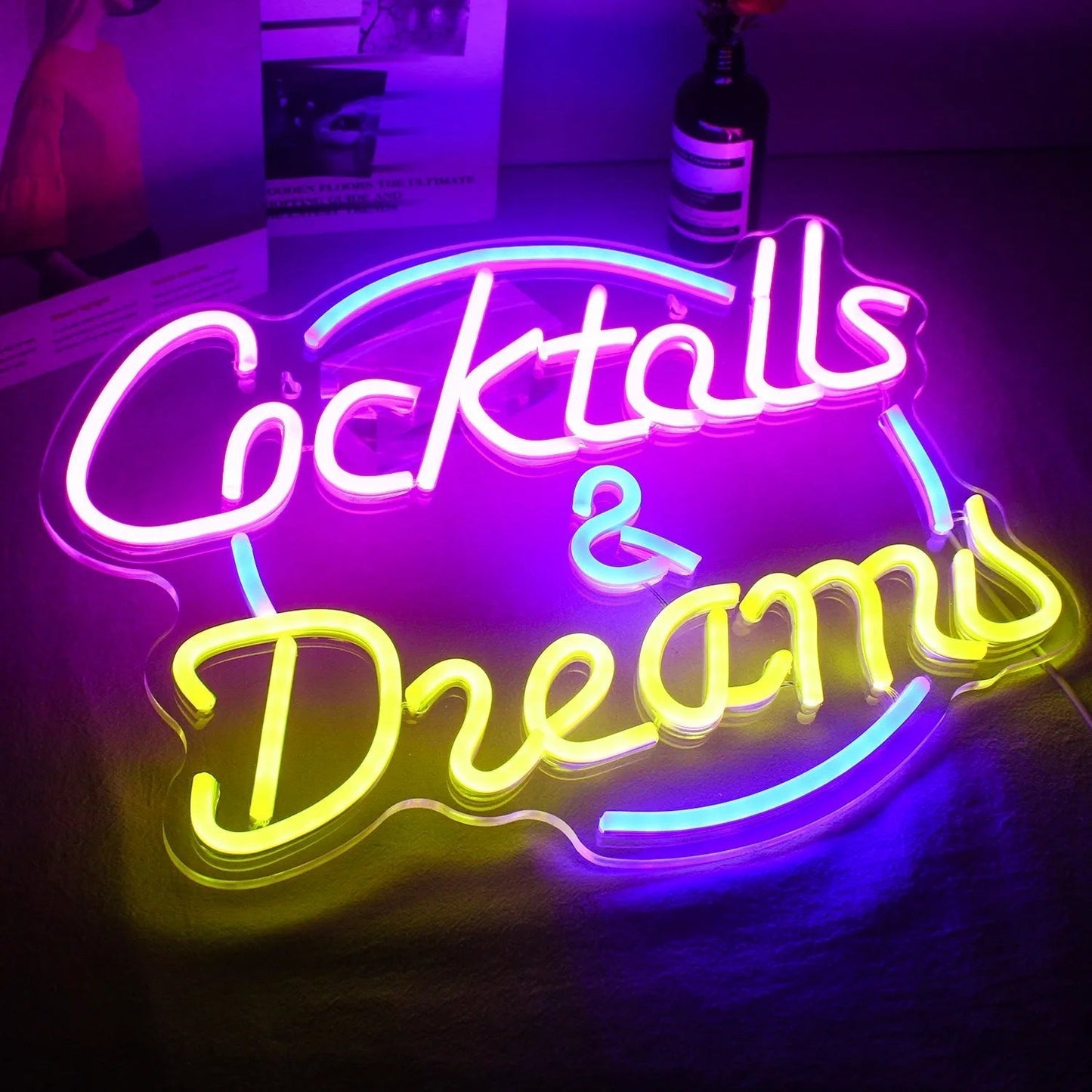 Avelena | Lebendige Cocktails & Bier LED Neon Wandschild