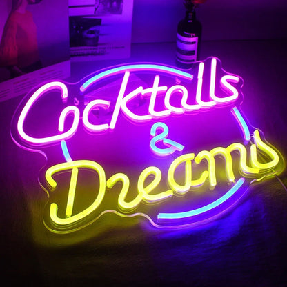 Avelena | Lebendige Cocktails & Bier LED Neon Wandschild