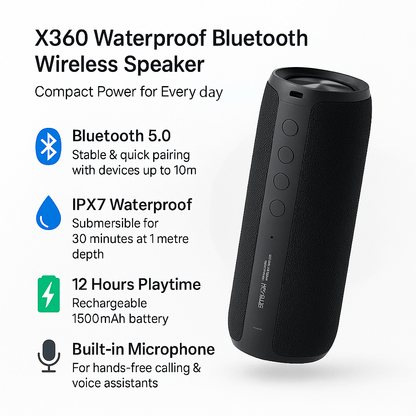 Avelena | Bester wasserdichter Bluetooth kabelloser Lautsprecher x360 kompakt klein