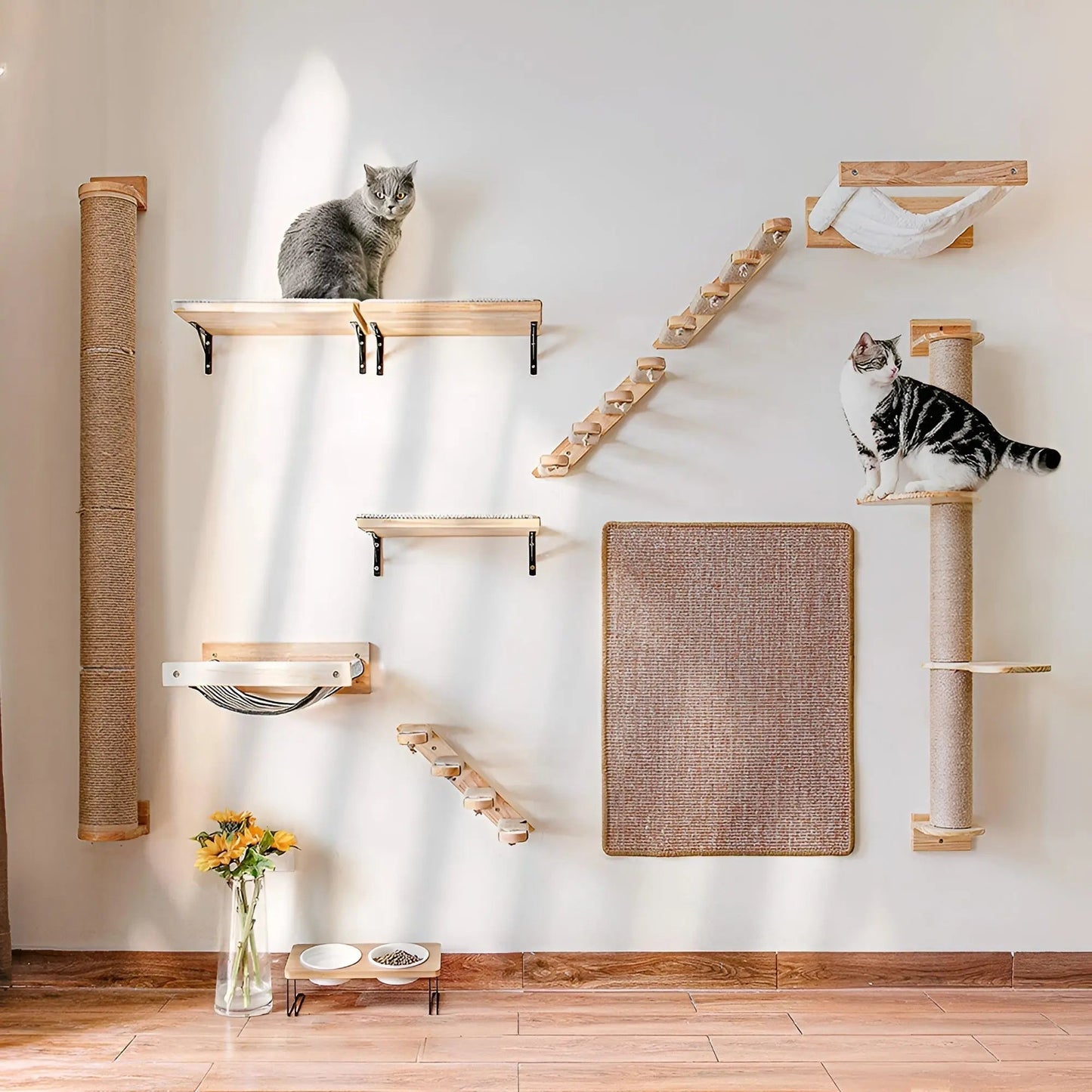 Avelena | Wandkletterbrett für Katzen mit Krallenpad Climbpaws