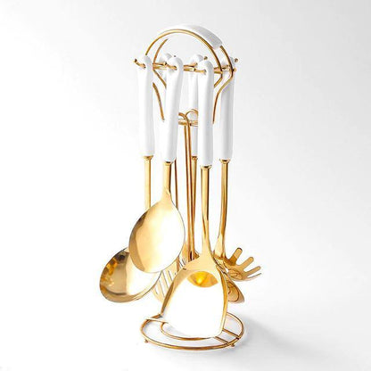Avelena | Goldene Küchenutensilien mit Ständer