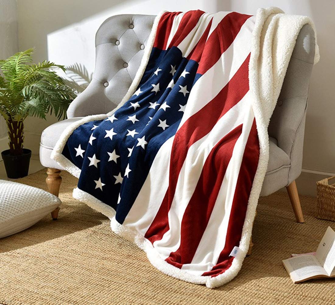 Avelena | Flanell-Sherpa-Decke mit amerikanischer Flagge