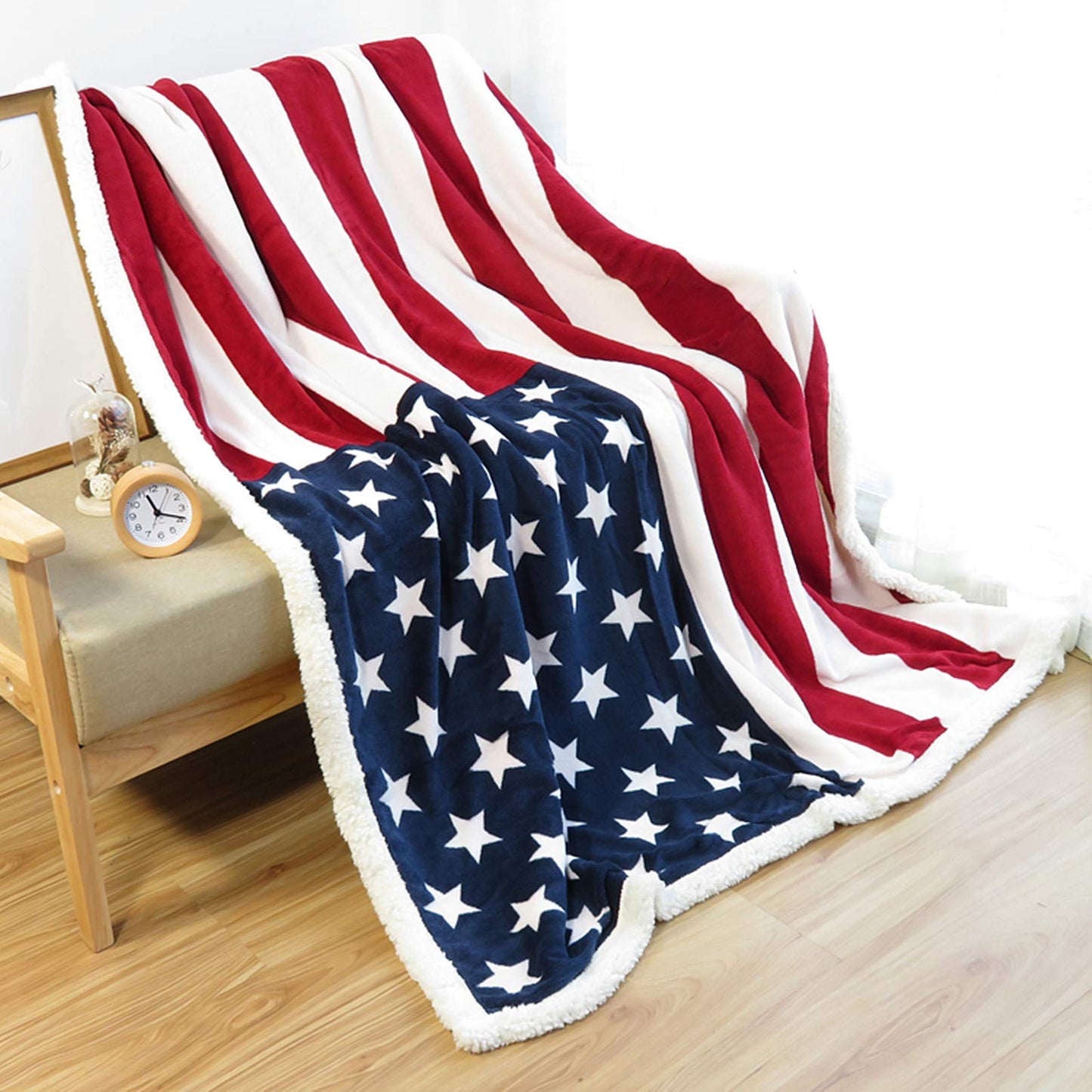 Avelena | Flanell-Sherpa-Decke mit amerikanischer Flagge