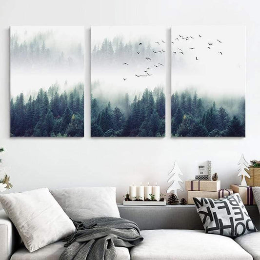 Avelena | 3-teilige Nordic Forest Landscape Wandkunst