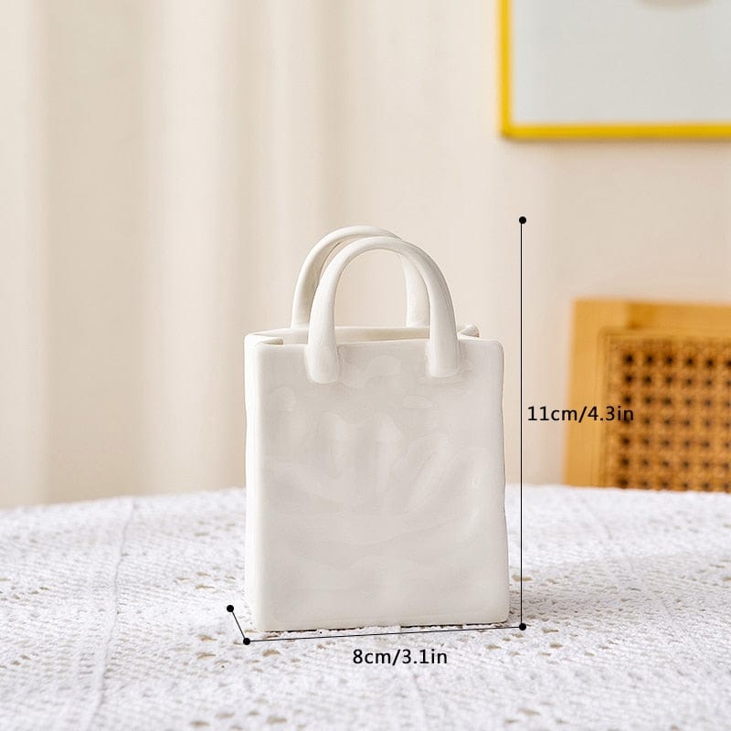 Avelena | Weiße Tasche Porzellan Vase