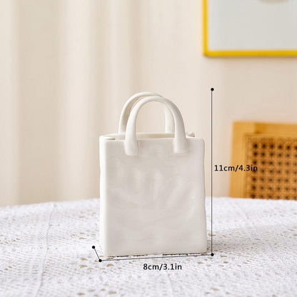 Avelena | Weiße Tasche Porzellan Vase