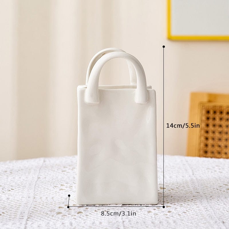 Avelena | Weiße Tasche Porzellan Vase