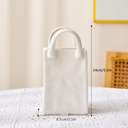 Avelena | Weiße Tasche Porzellan Vase