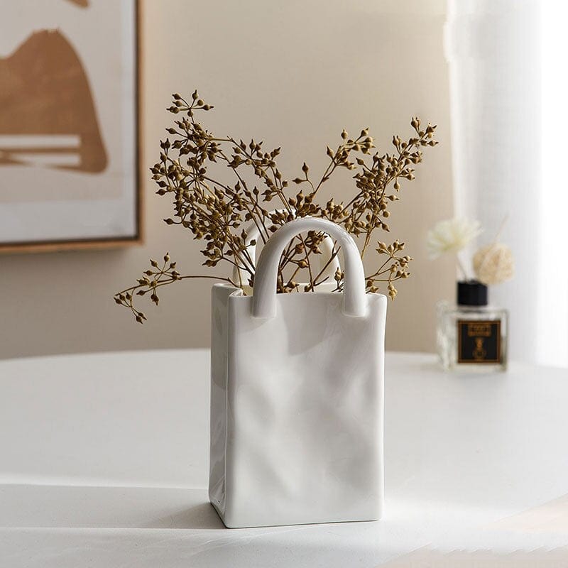 Avelena | Weiße Tasche Porzellan Vase