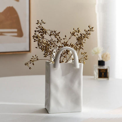 Avelena | Weiße Tasche Porzellan Vase
