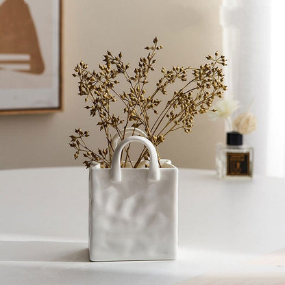 Avelena | Weiße Tasche Porzellan Vase