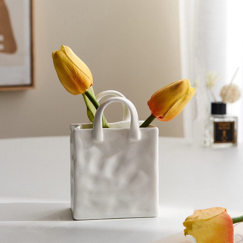 Avelena | Weiße Tasche Porzellan Vase