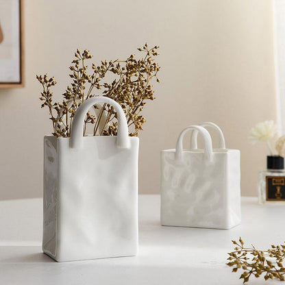 Avelena | Weiße Tasche Porzellan Vase