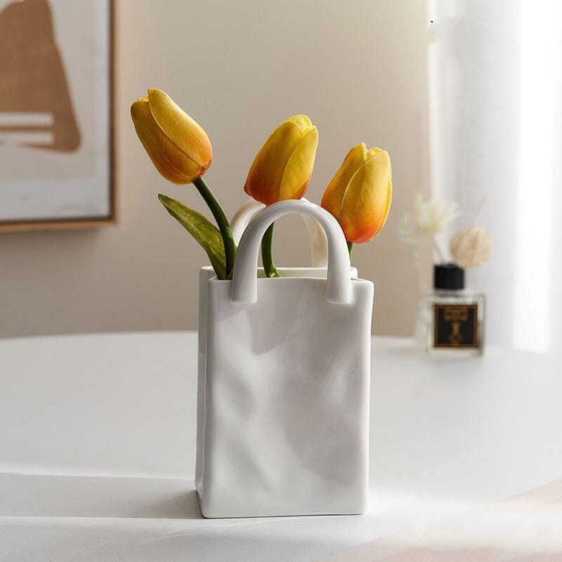 Avelena | Weiße Tasche Porzellan Vase