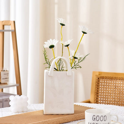 Avelena | Weiße Tasche Porzellan Vase