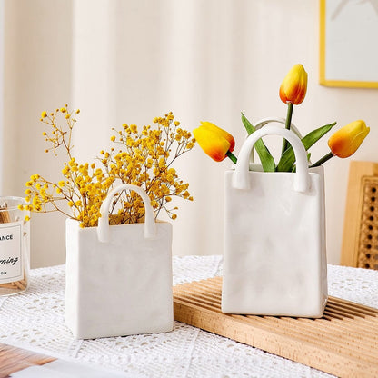 Avelena | Weiße Tasche Porzellan Vase