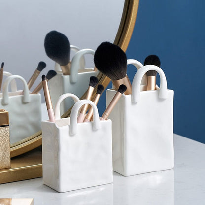 Avelena | Weiße Tasche Porzellan Vase