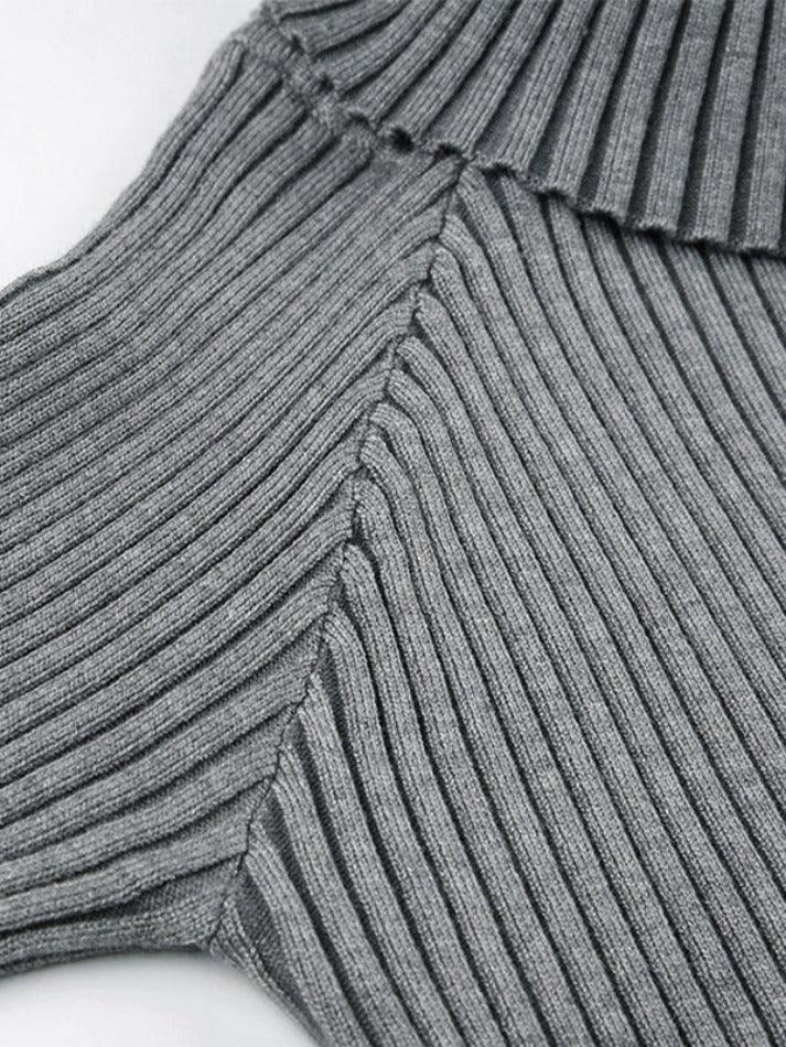 Solider, schulterfreier Pullover mit Reißverschluss am Saum