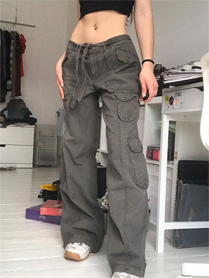 Graue 90er Vintage Cargohose mit Cargotaschen