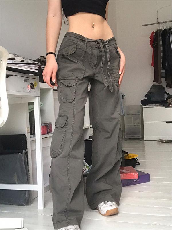 Graue 90er Vintage Cargohose mit Cargotaschen