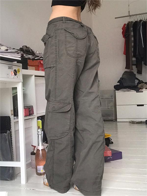 Graue 90er Vintage Cargohose mit Cargotaschen