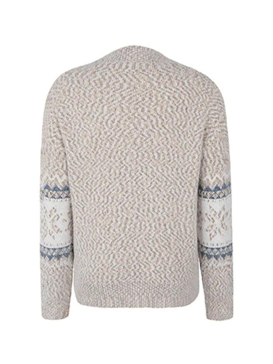 Schneeflocken-Jacquard-Pullover mit Stehkragen