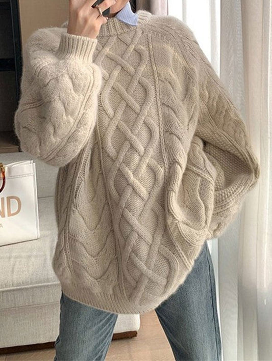 Übergroßer strukturierter Strickpullover